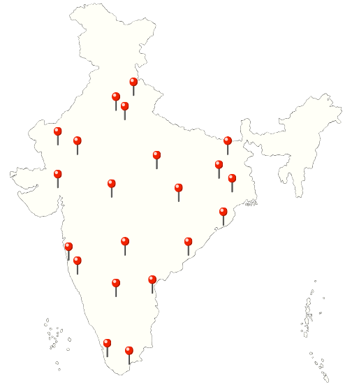 Map of India with College Locations